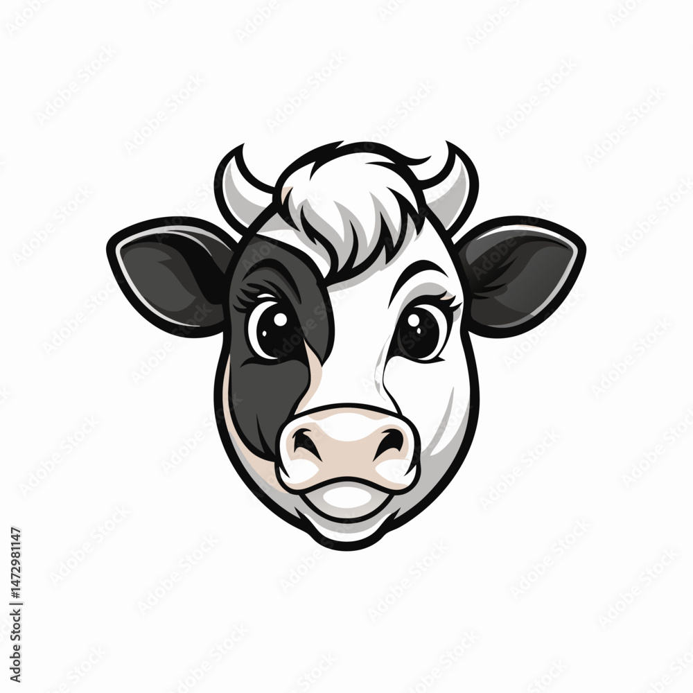 custom made wallpaper toronto digitalWhimsical Cow's Face: A delightful illustration captures the adorable visage of a cow, showcasing its charming features and playful essence.