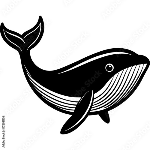 Oceanic Giant: A striking, stylized image of a whale showcases its majestic form, presented in a sleek, monochromatic aesthetic emphasizing the grandeur and beauty of this marine creature.