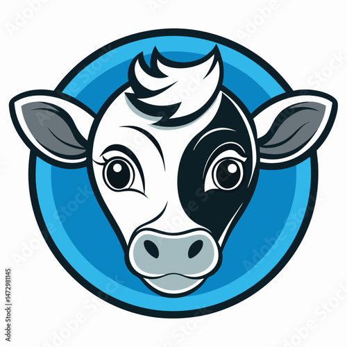 Sweet Cow Logo: A charming and friendly cow, the epitome of innocence and purity, is set against a backdrop of playful colors, evoking a sense of peace and joy.