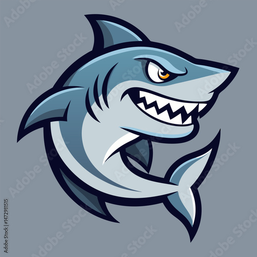 Menacing Shark: A stylized shark with sharp teeth and an intense gaze, a captivating portrayal of marine wildlife.