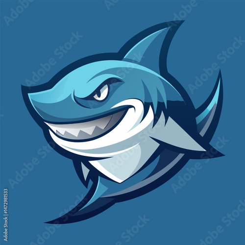 Shark Mascot: A fierce and powerful blue shark mascot with sharp teeth and an aggressive stance, ideal for sports teams, brands, and businesses seeking a bold and dynamic identity. 