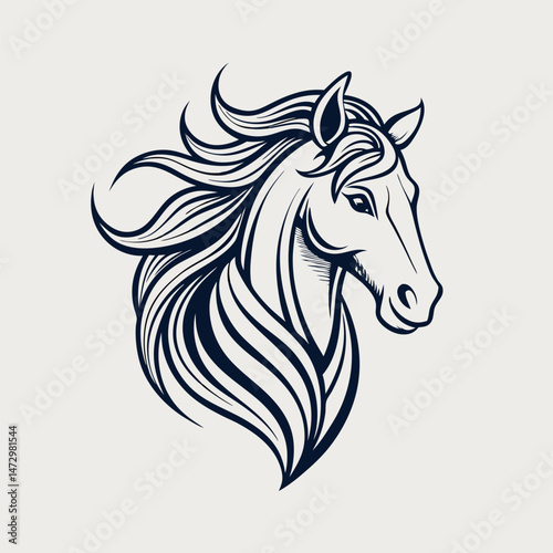 Majestic Horse Head Sketch: An elegant sketch of a horse head, featuring flowing mane and a detailed design, showcasing the beauty and grace of the equine form.