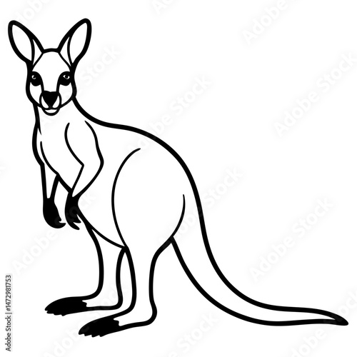 Kangaroo Illustration: A striking illustration of a kangaroo in a minimalist style, ideal for design.