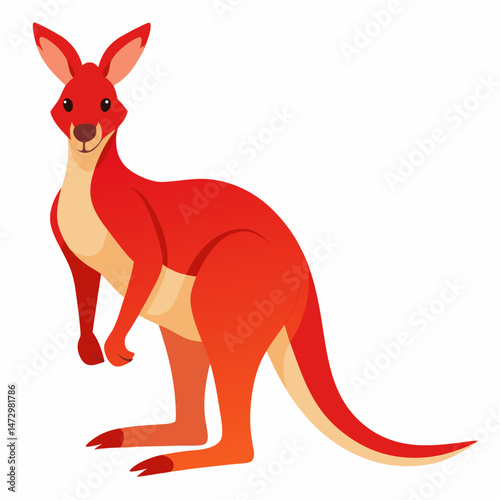 Red Kangaroo Illustration: A vibrantly illustrated red kangaroo stands tall, its powerful form capturing the spirit of the Australian outback in a bold, dynamic composition.