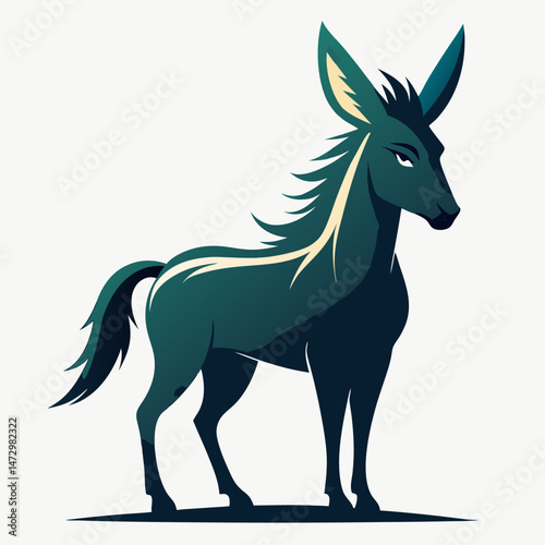 Blue Donkey Illustration: A striking blue donkey stands out against a subtle background, showcasing its elegant and strong features.