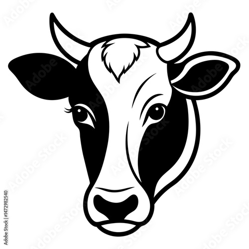 Elegant Cow: A striking, high-contrast image of a cow's head showcases the beauty and grace of livestock.