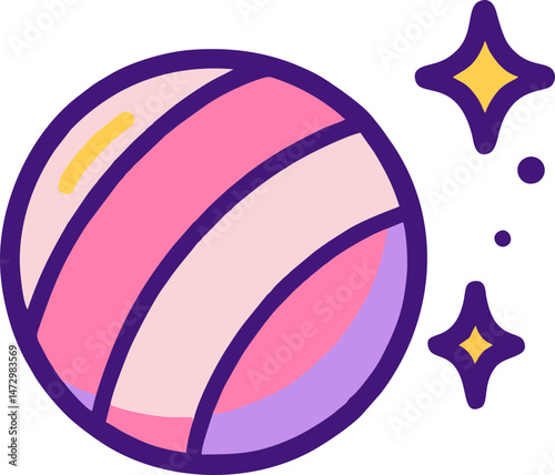 Pink Bouncing Ball with Motion and Sparkles in Naive Style – Transparent SVG Toy Icon for Kids Activity Apps, Playground Themes, and Game Motion Animations