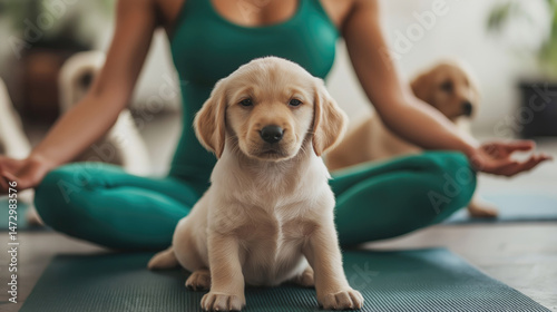 Wallpaper Mural Yoga pose with puppy Torontodigital.ca
