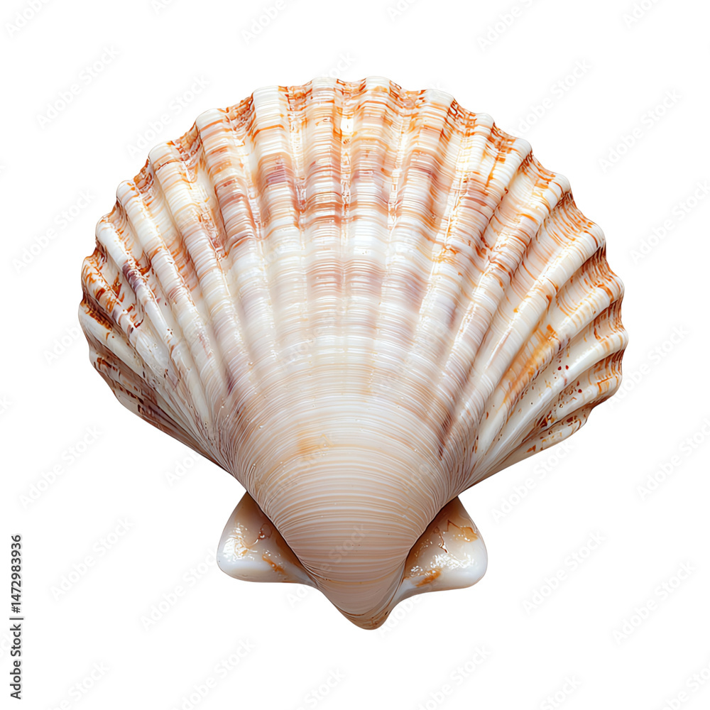 Obraz premium natural seashell textures for design scallop seashell top view, natural marine shell isolated, beach ocean shell detail