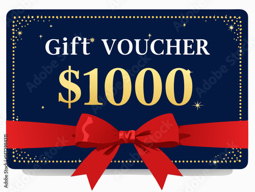 Gift voucher worth $1000 with a decorative bow