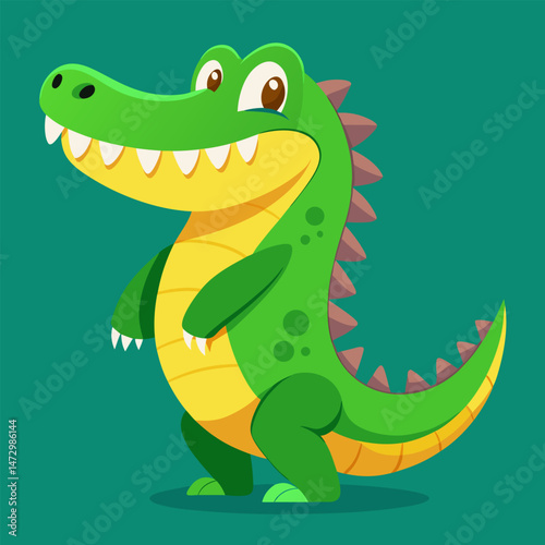 Playful Alligator: A vibrant illustration showcases a charming alligator with a big smile and friendly demeanor, ready to bring a touch of fun and wildlife charm.