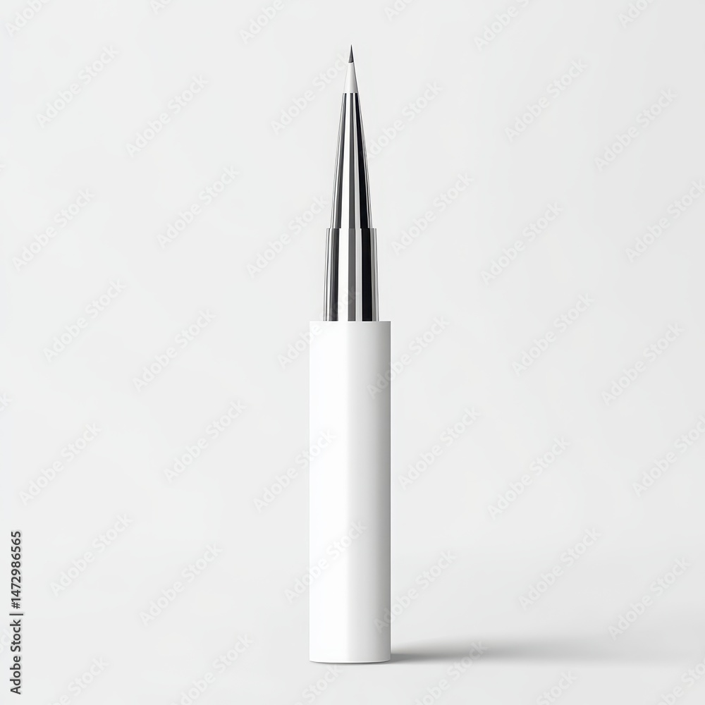 A sleek, pointed writing instrument with a white body and metallic tip A sleek, pointed writing instrument with a white body and metallic tip