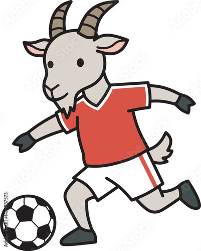 Goat Kicking a Soccer Ball Illustration 
