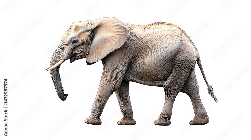 Obraz premium An African Elephant With Large Ears And Tusks Walking On A Transparent Background