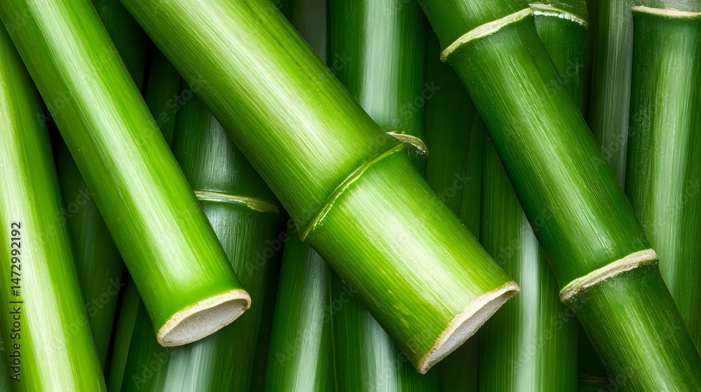 Fototapeta premium Close-up Green Bamboo Stalks Texture Background