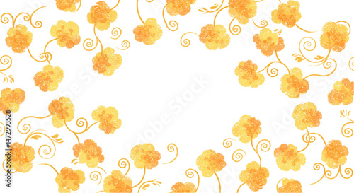 Orange Flower Frame: Watercolor Floral Border Design