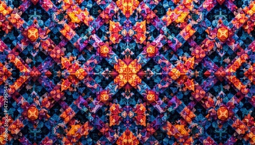 Abstract geometric tapestry pattern, repeating design, art, home