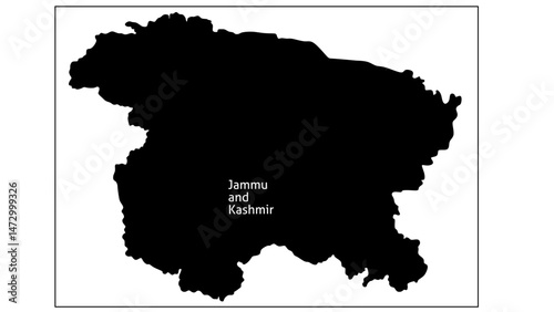 jammu and kashmir map silhouette isolated on white background