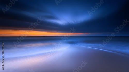Serene Sunset Seascape Abstract Coastal Ocean Beach