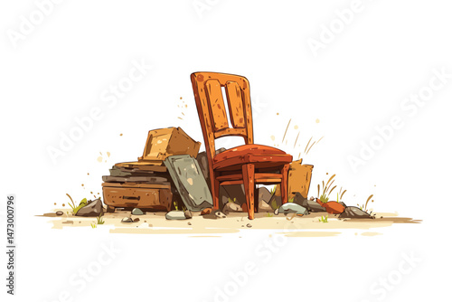Old Furniture Left on Sidewalk for Disposal couch isolated