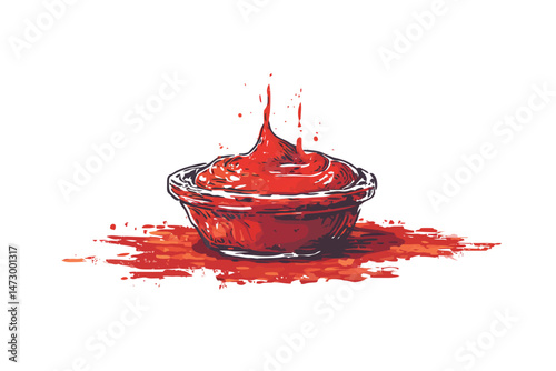 splash of tomato ketchup sauce splashing isolated