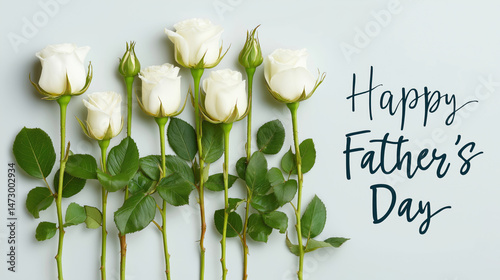 White roses and foliage for happy fathers day