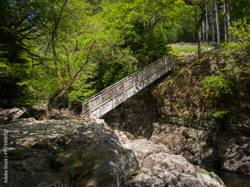 Betws-y-Coed, Wales, United Kingdom, 5th May2025, Miners Bridge crossing the River Llugwy