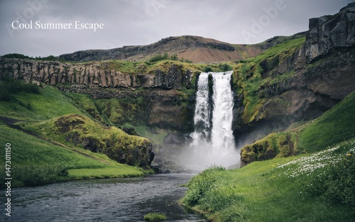 summer,Reykjavík, Iceland, Icelandic Waterfall Scenic Landscape photo
