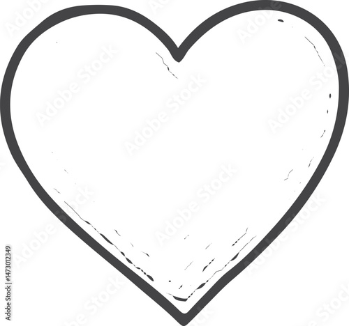 Simple black and white heart sketch, symbolizing love and romance. Perfect for wedding cards, invitations,  decor designs