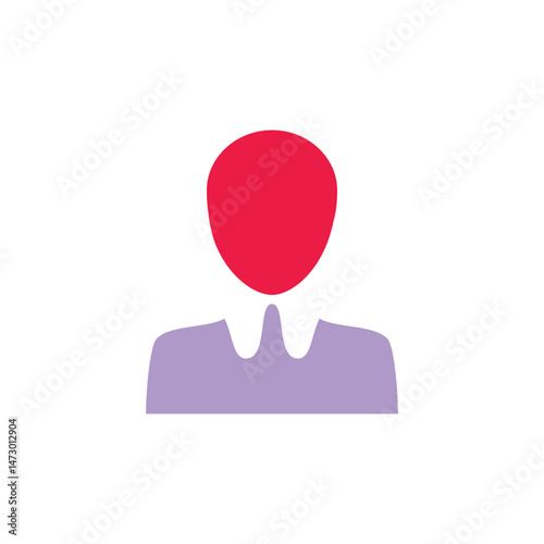 Abstract Person Icon with Red Head and Purple Shirt