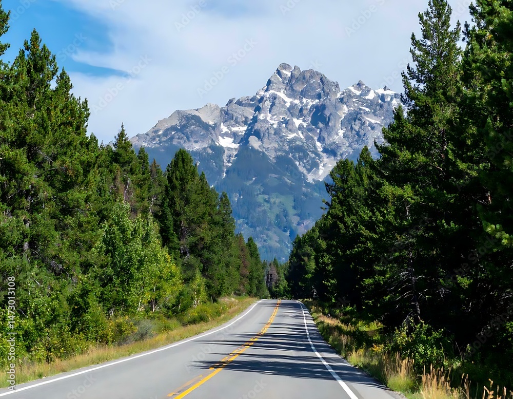 Fototapeta premium Scenic Mountain Road Trip Aspens, Pines, and Majestic Peaks