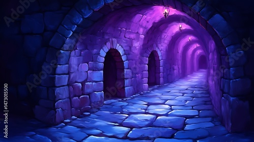 Stone Tunnel with Lanterns