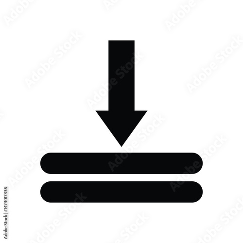 Black Arrow Pointing Downward Above Two Horizontal Lines