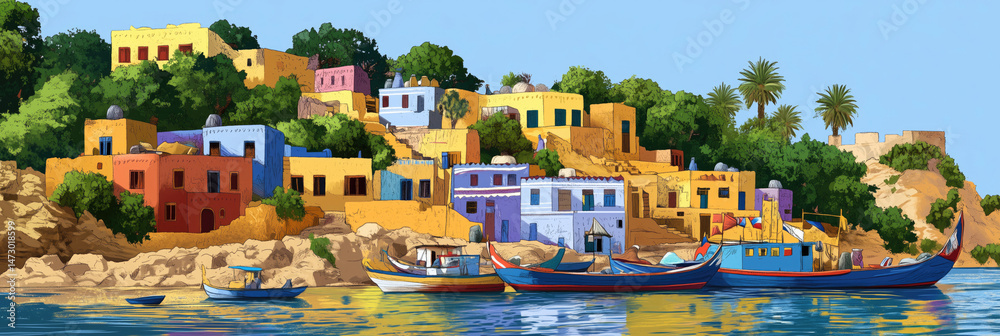Obraz premium Colorful mediterranean coastal village