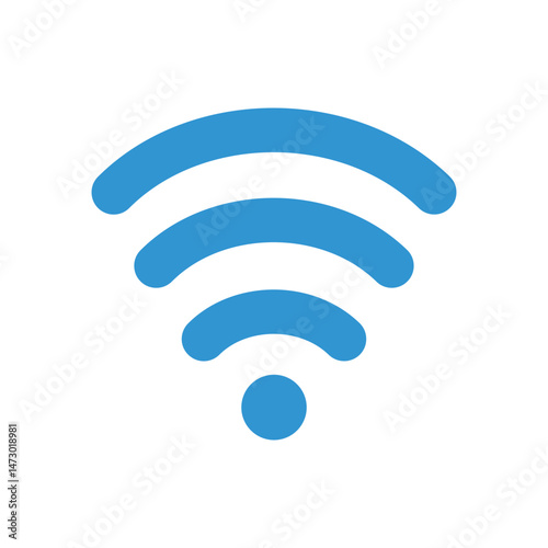 Blue WiFi Symbol with Three Arcs and a Dot