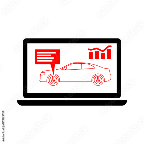 Car Diagnostics Displayed on a Laptop Screen with Data and Information