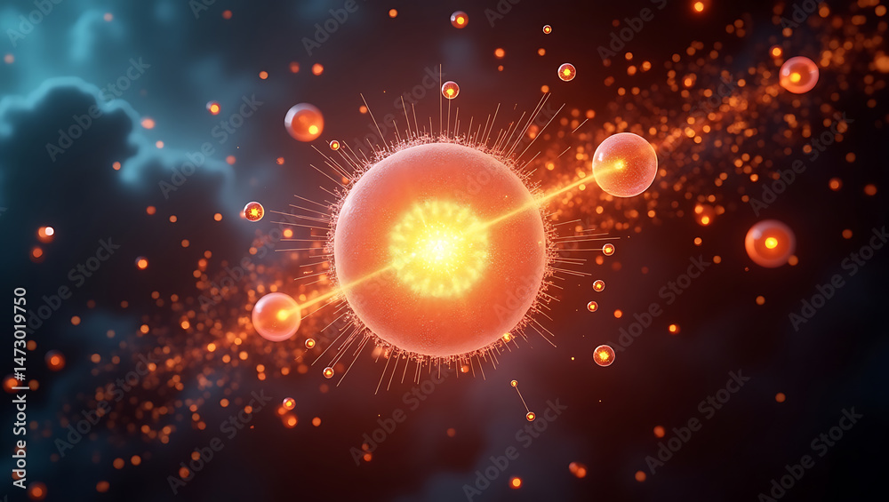 Fototapeta premium Atomic Structure in Space: A Visual Representation of Quantum Physics