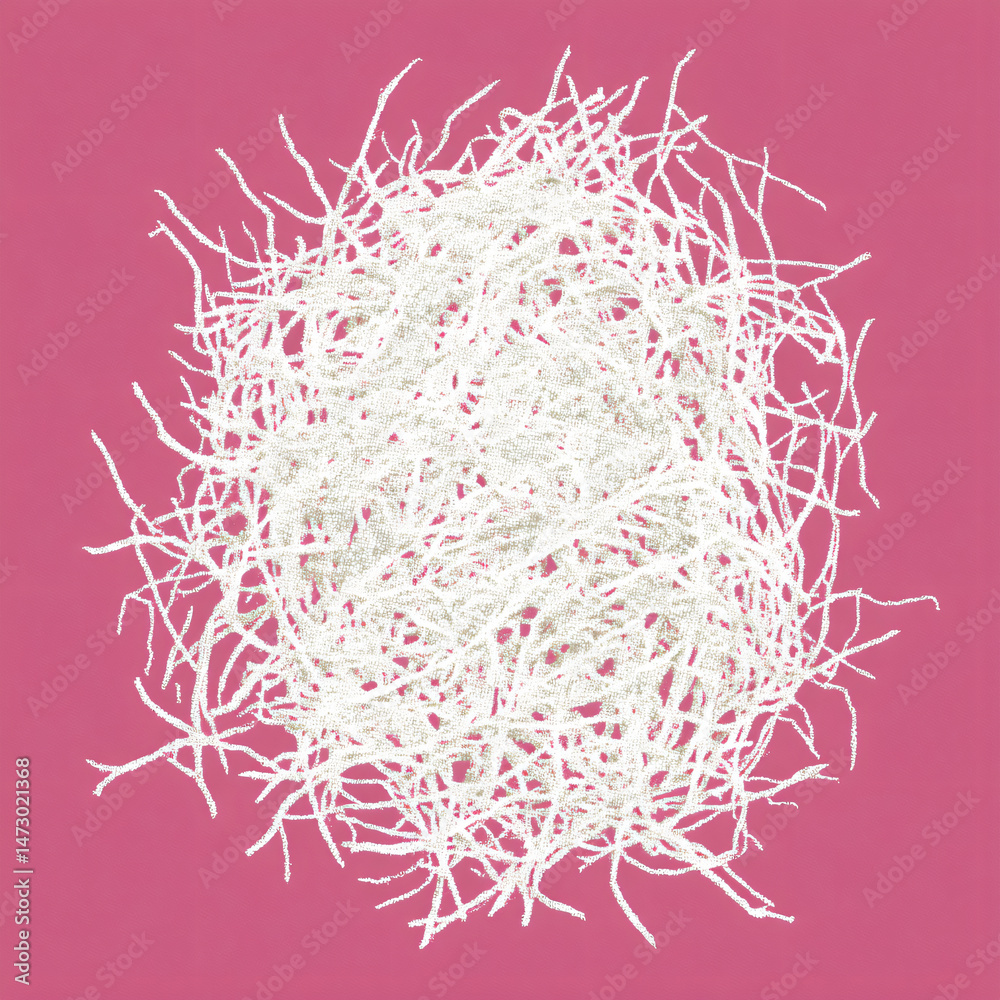 Fototapeta premium Abstract White Strands Texture Background Natural Synthetic Decoration Design Pink Pattern Lightness Softness Eco-Friendly Delicate Fine Hair-Like Linear Fluffy Fiber Intricate Shredded 