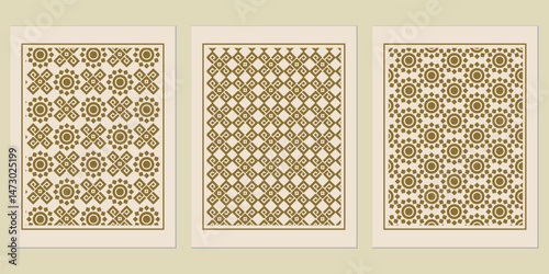 Exquisite collection featuring captivating geometric patterns in warm earthy tones for a refined aesthetic design elements perfect for wall art