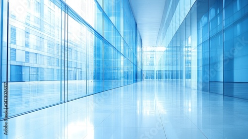 Wallpaper Mural Modern, bright, empty office hallway with panoramic windows Torontodigital.ca