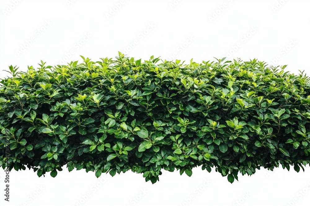 Obraz premium Dense green leafy shrub with vibrant new growth isolated on white background