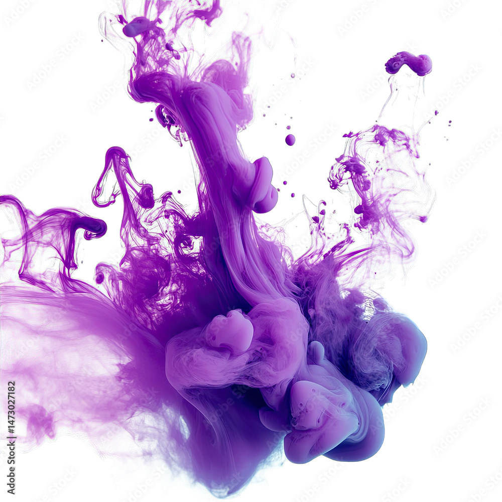 Fototapeta premium Abstract Purple And Blue Ink Swirling In Water On A Transparent Background