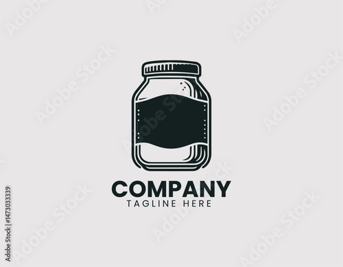 Creamy Mayonnaise in Clear Glass Jar with Lid and Label Vector Logo Design, Smooth Mayonnaise Clear Glass Jar Label Vector Logo