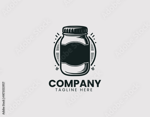 Creamy Mayonnaise in Clear Glass Jar with Lid and Label Vector Logo Design, Smooth Mayonnaise Clear Glass Jar Label Vector Logo