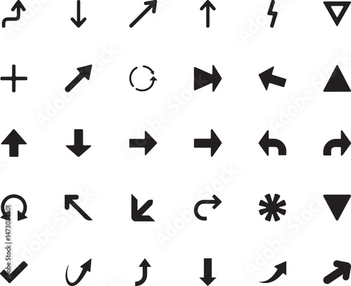 Black Arrow & Symbol Icon Set for UI & Navigation.
icon, arrow, set, vector and arrow icons, navigation icons, UI icons, symbol set.