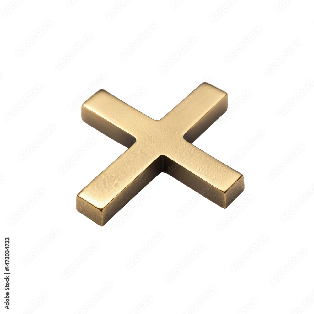 Obraz premium Brushed Brass Cross Shape Decorative Element