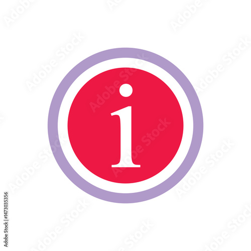 Circular Information Icon with a White i and Purple Border