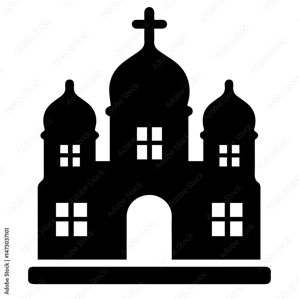 Obraz premium icon building cathedral on white background vector Vector icon building