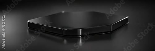 Deep black, mirror-like aluminum; highly polished metallic surface , chrome, texture