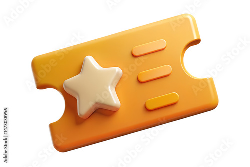 Ticket to Stellar Rewards: A luminous and captivating, three-dimensional orange ticket, crowned with a radiant star. This image encapsulates anticipation and potential.